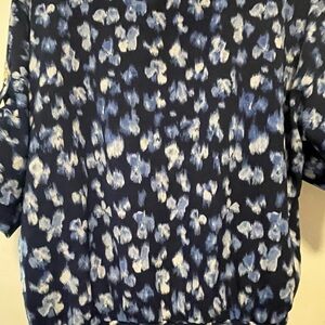 Michael Kors Navy and White Floral Top